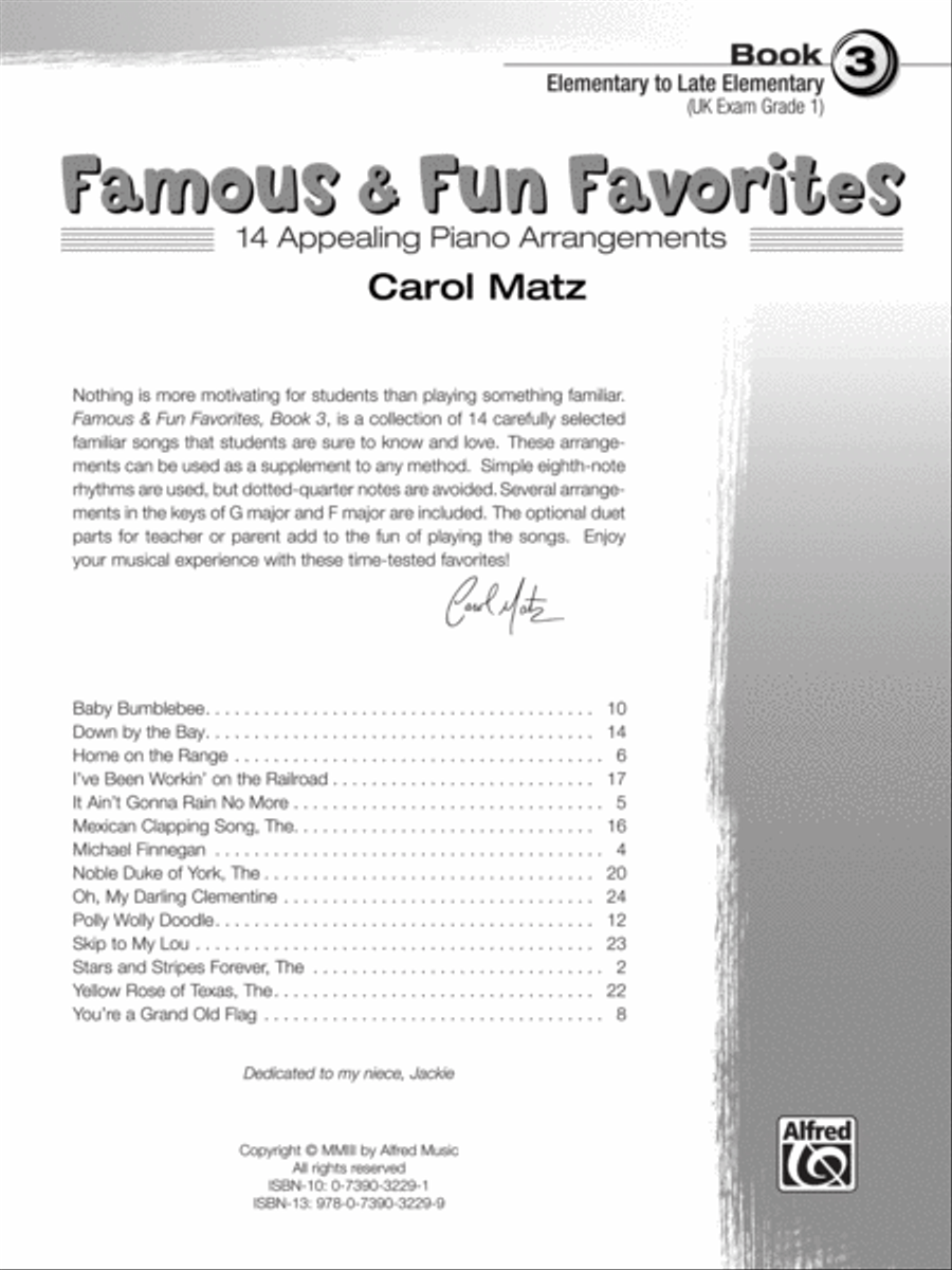 Famous & Fun Favorites, Book 3 Piano Method scores gallery preview page 2