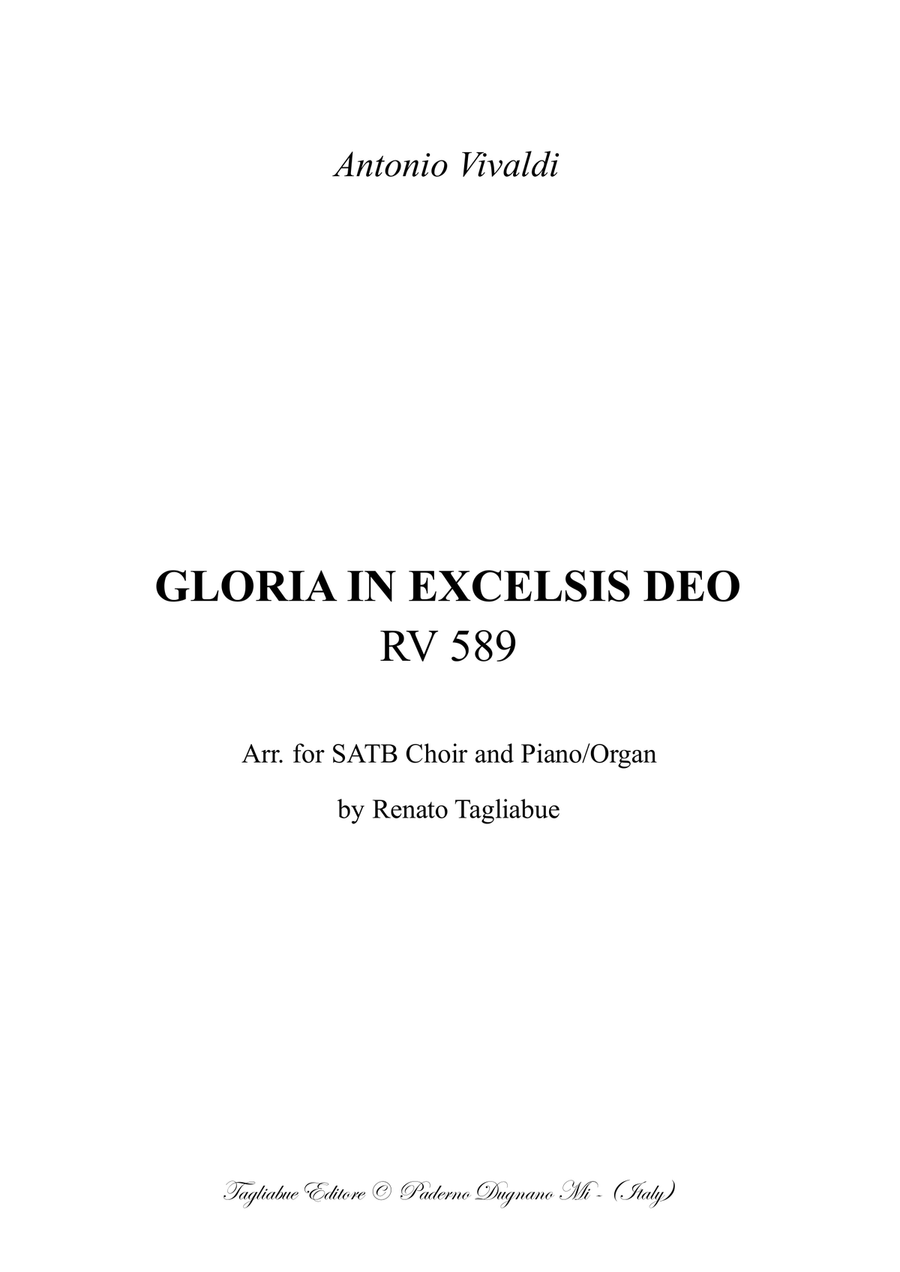 GLORIA - RV 589 - by Vivaldi - Full score - Arr. for SATB Choir and Piano/Organ - With Part of Orga 4-Part scores gallery preview page 1