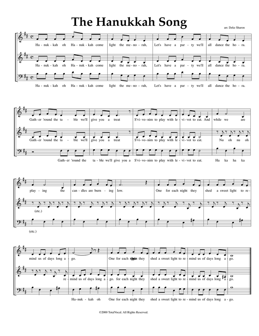 The Hannukah Song 3-Part scores gallery preview page 1