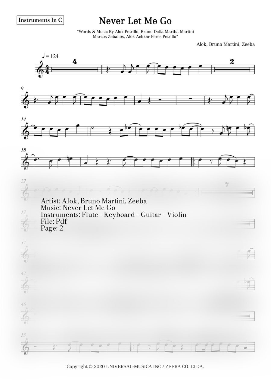 Never Let Me Go Never Let Me Go Flute Solo scores gallery preview page 1