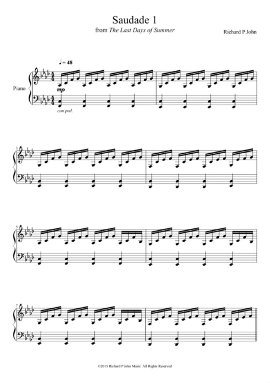 Saudade 1 (from The Last Days of Summer) Piano Solo scores gallery preview page 1