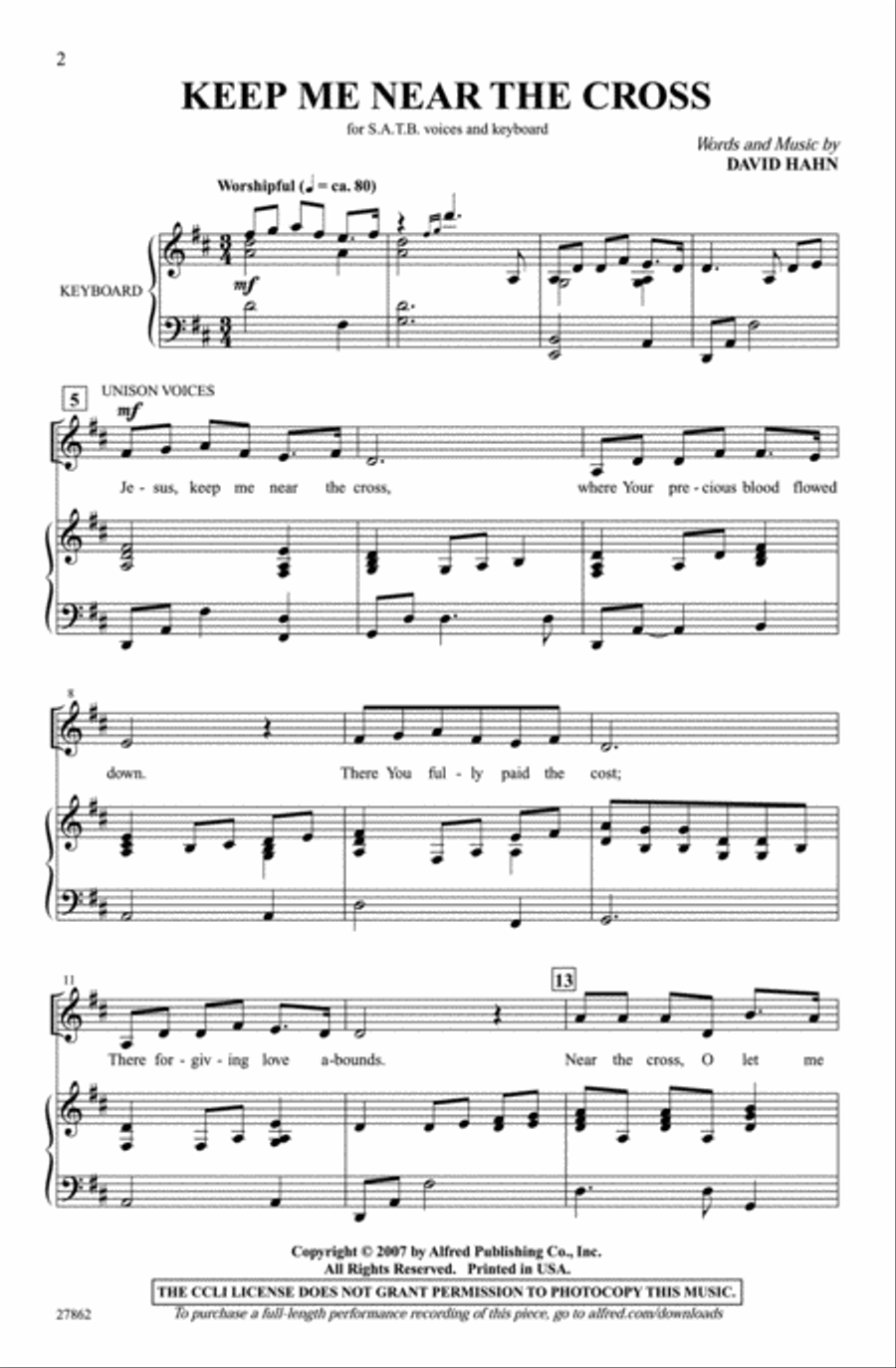 Keep Me Near the Cross Keep Me Near the Cross 4-Part scores gallery preview page 2