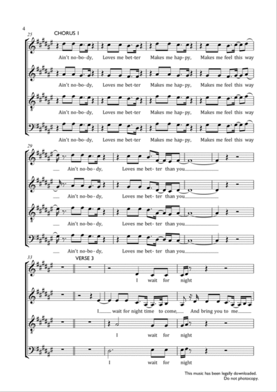 Ain't Nobody 4-Part scores gallery preview page 4