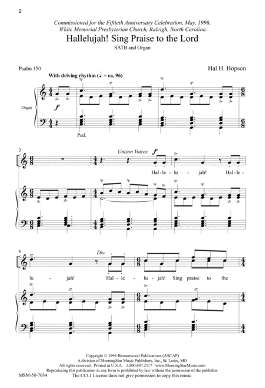 Hallelujah! Sing Praise to the Lord 4-Part scores gallery preview page 2