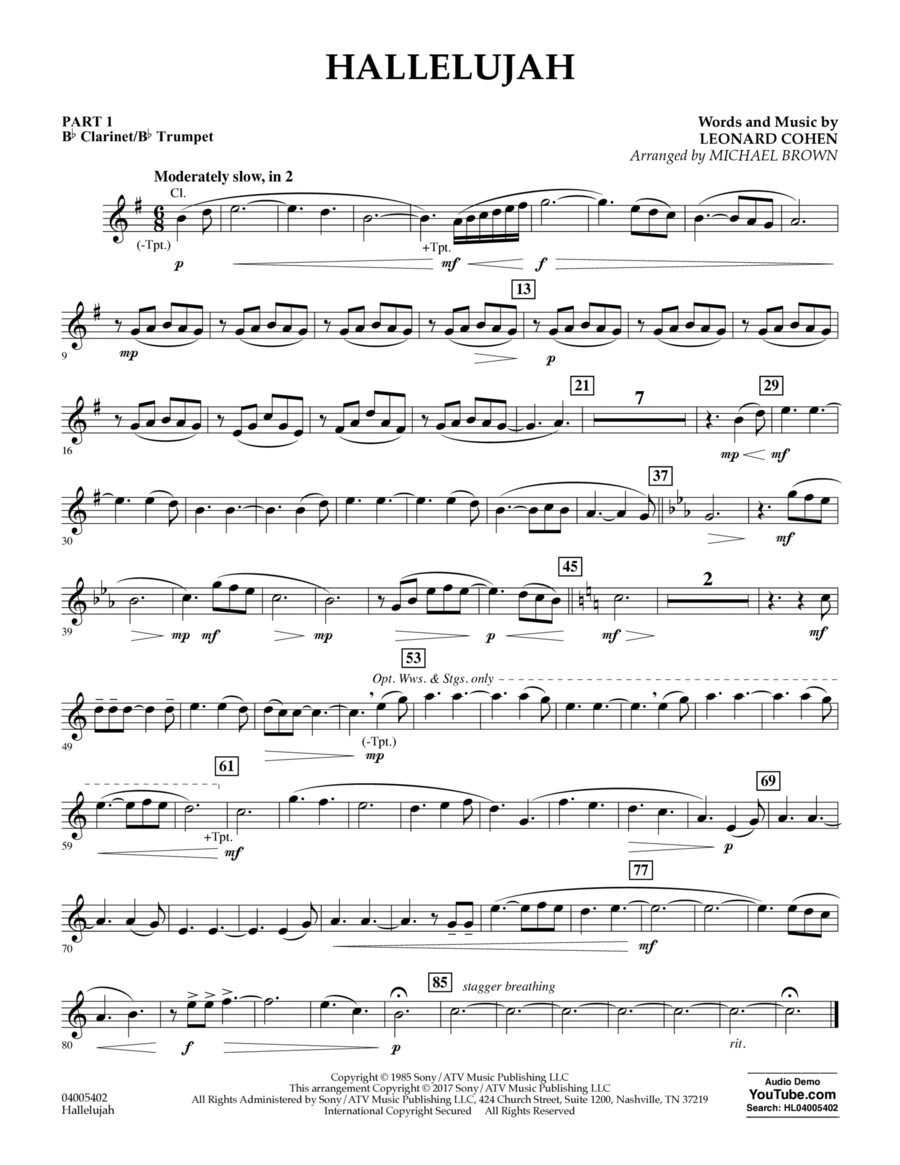 Hallelujah - Pt.1 - Bb Clarinet/Bb Trumpet