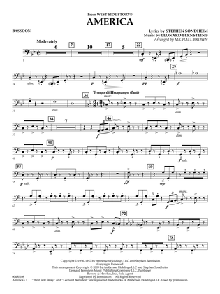 America (from West Side Story) (arr. Michael Brown) - Bassoon