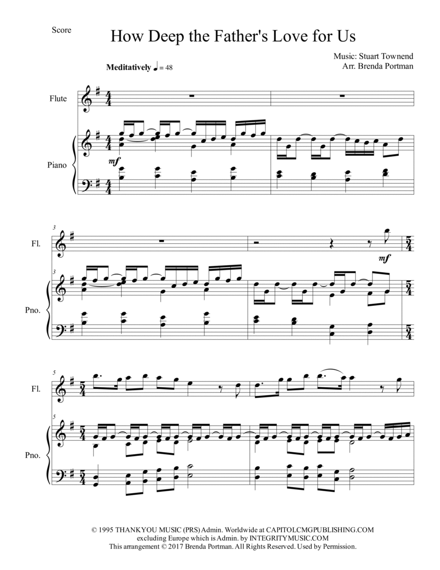 How Deep The Father's Love For Us Flute Solo scores gallery preview page 1