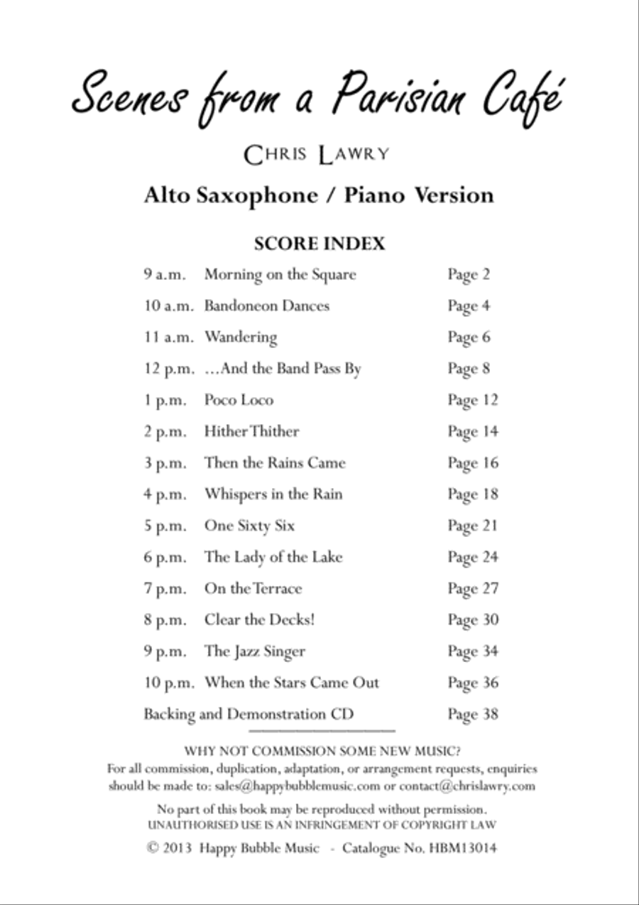 Scenes from a Parisian Cafe - Alto Saxophone & Piano - Complete Score of 14 Short Concert Pieces Alto Saxophone scores gallery preview page 4