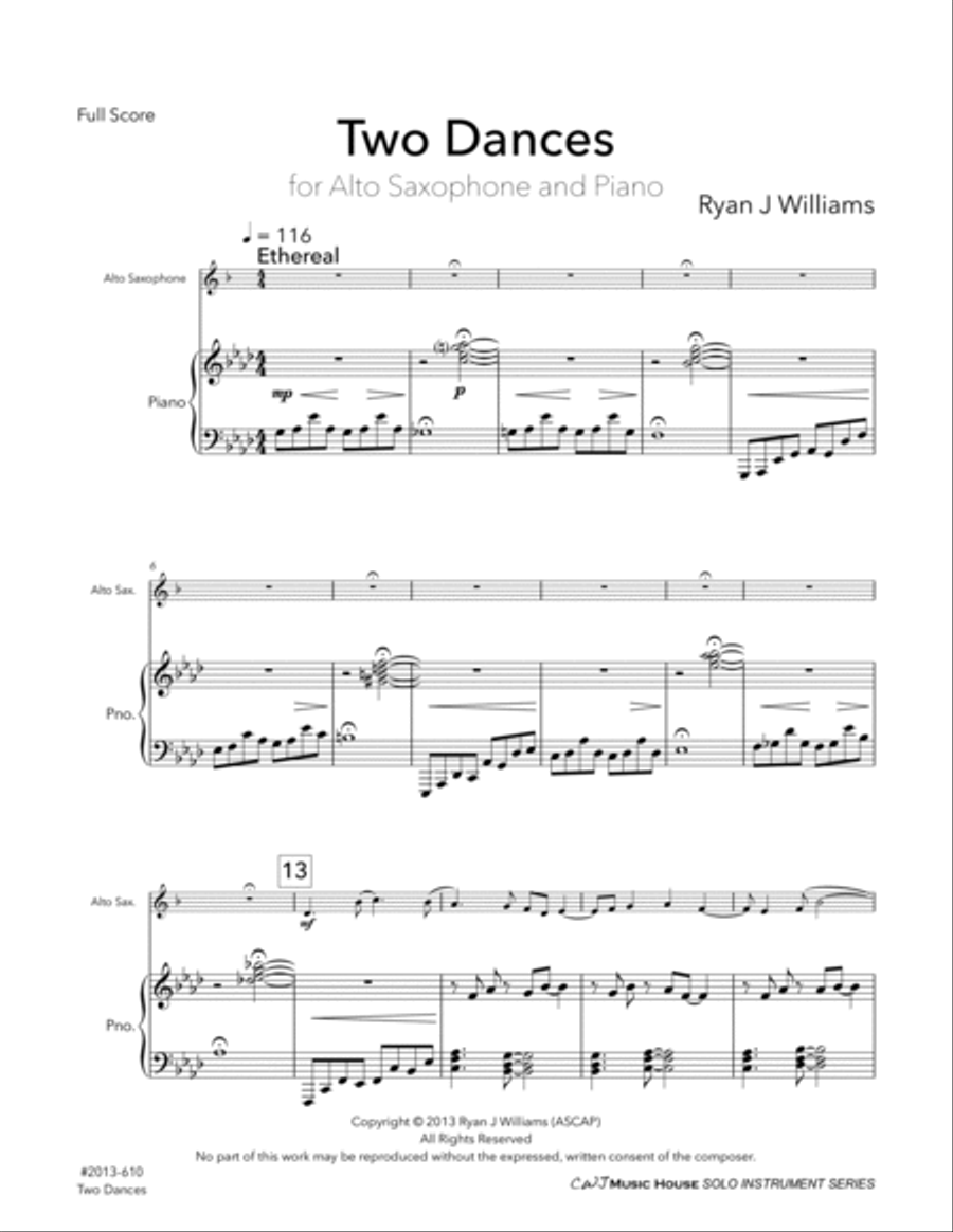 Two Dances for Alto Saxophone and Piano Alto Saxophone scores gallery preview page 3