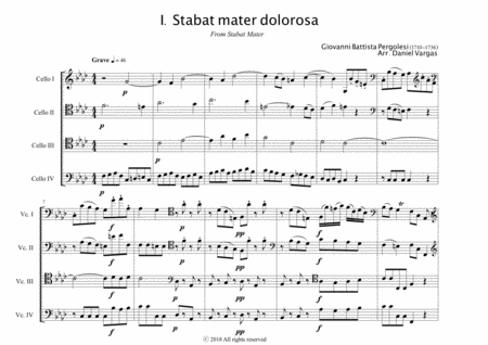 Pergolesi, Stabat mater dolorosa, from Stabat Mater for Cello quartet image number null