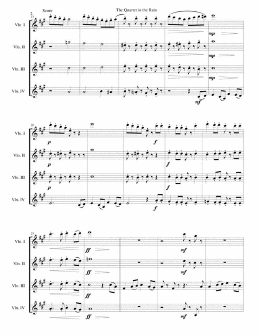 Quartet in the Rain for 4 violins Violin Solo scores gallery preview page 2