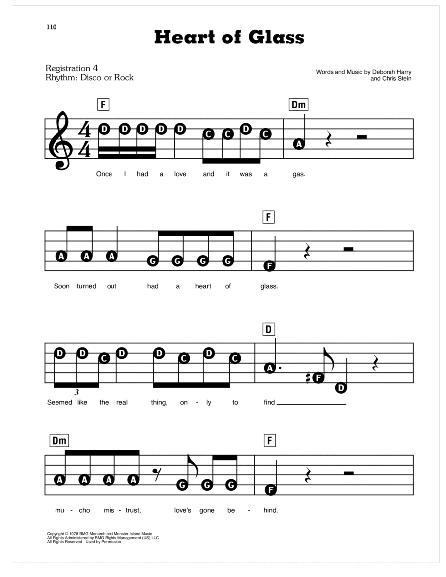 Heart Of Glass Electronic Keyboard scores gallery preview page 1
