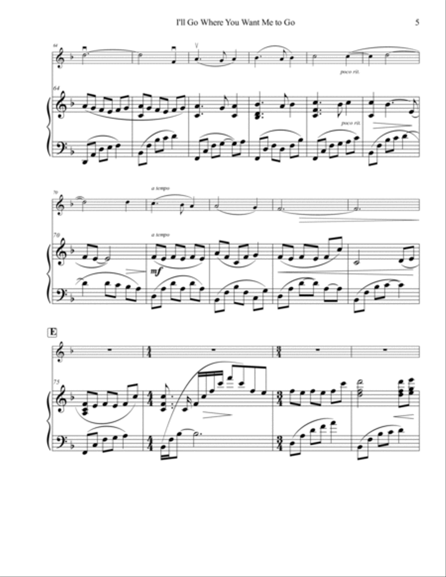 I'll Go Where Where You Want Me to Go String Duet scores gallery preview page 5