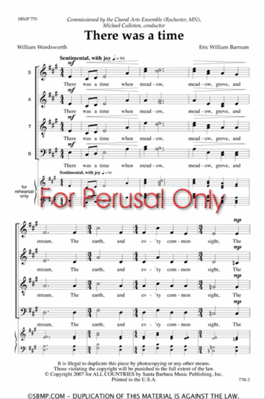 There was a time - SATB divisi Octavo image number null