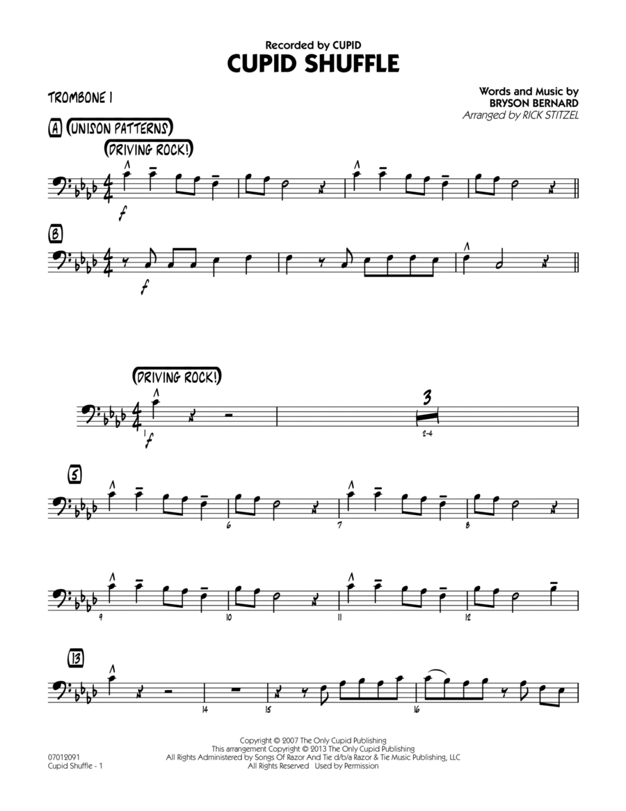 Cupid Shuffle - Trombone 1 Jazz Ensemble scores gallery preview page 1