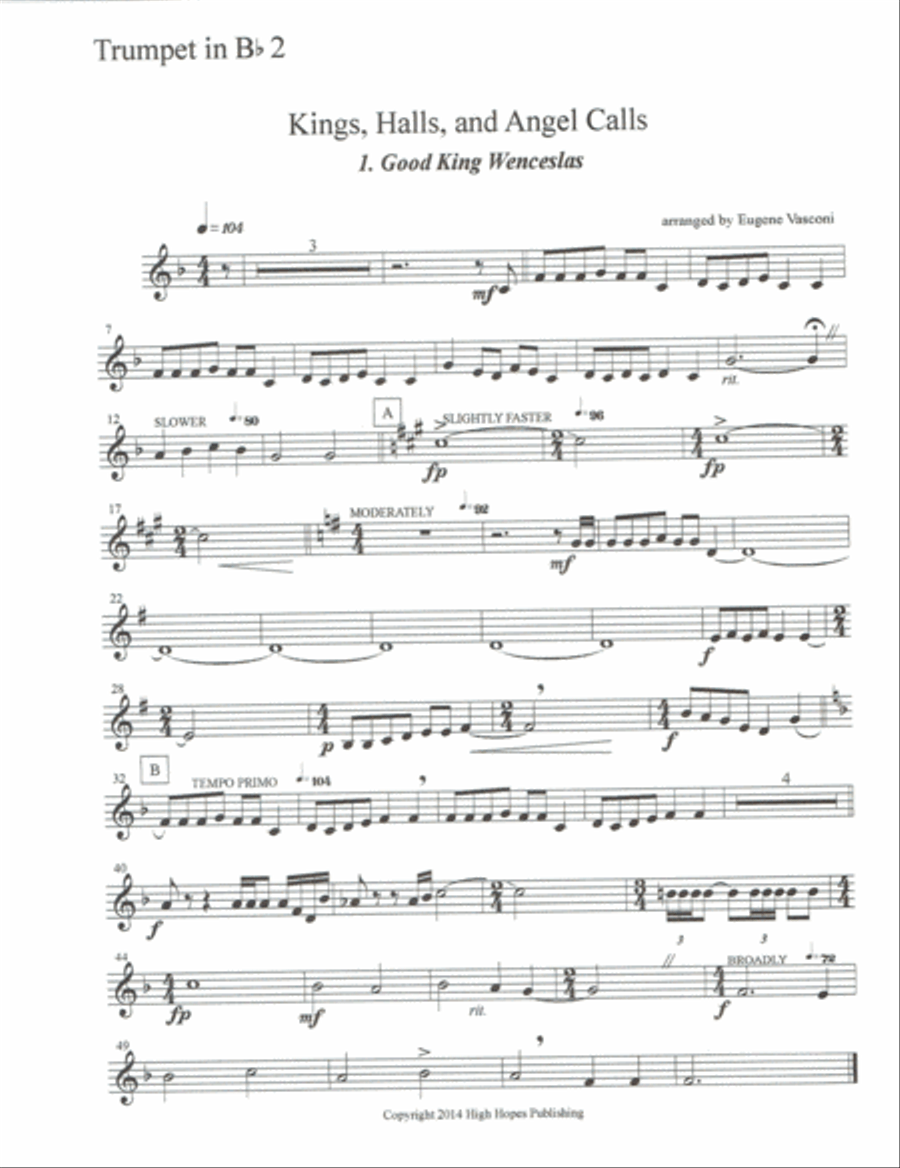Kings, Halls, and Angel Calls Brass Ensemble scores gallery preview page 2