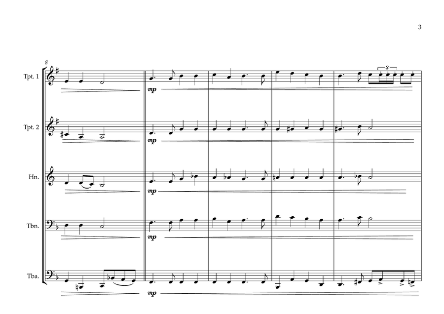 Tongan National Anthem for Brass Quintet Brass Quintet scores gallery preview page 3