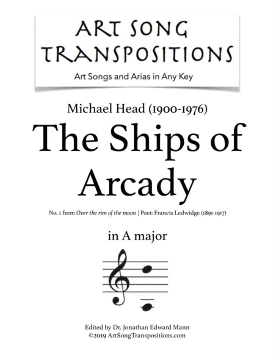 HEAD: The Ships of Arcady (transposed to A major) Voice scores gallery preview page 1