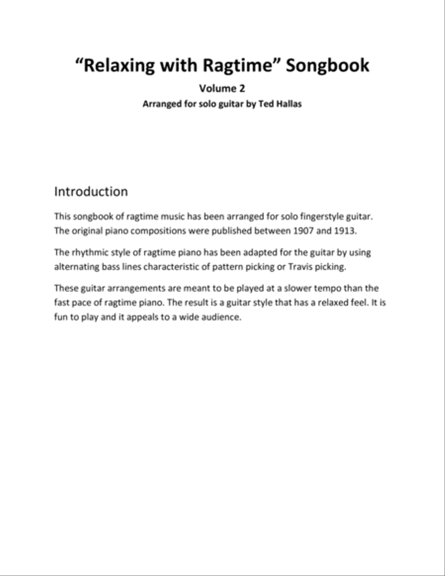 Relaxing with Ragtime Songbook, Volume 2