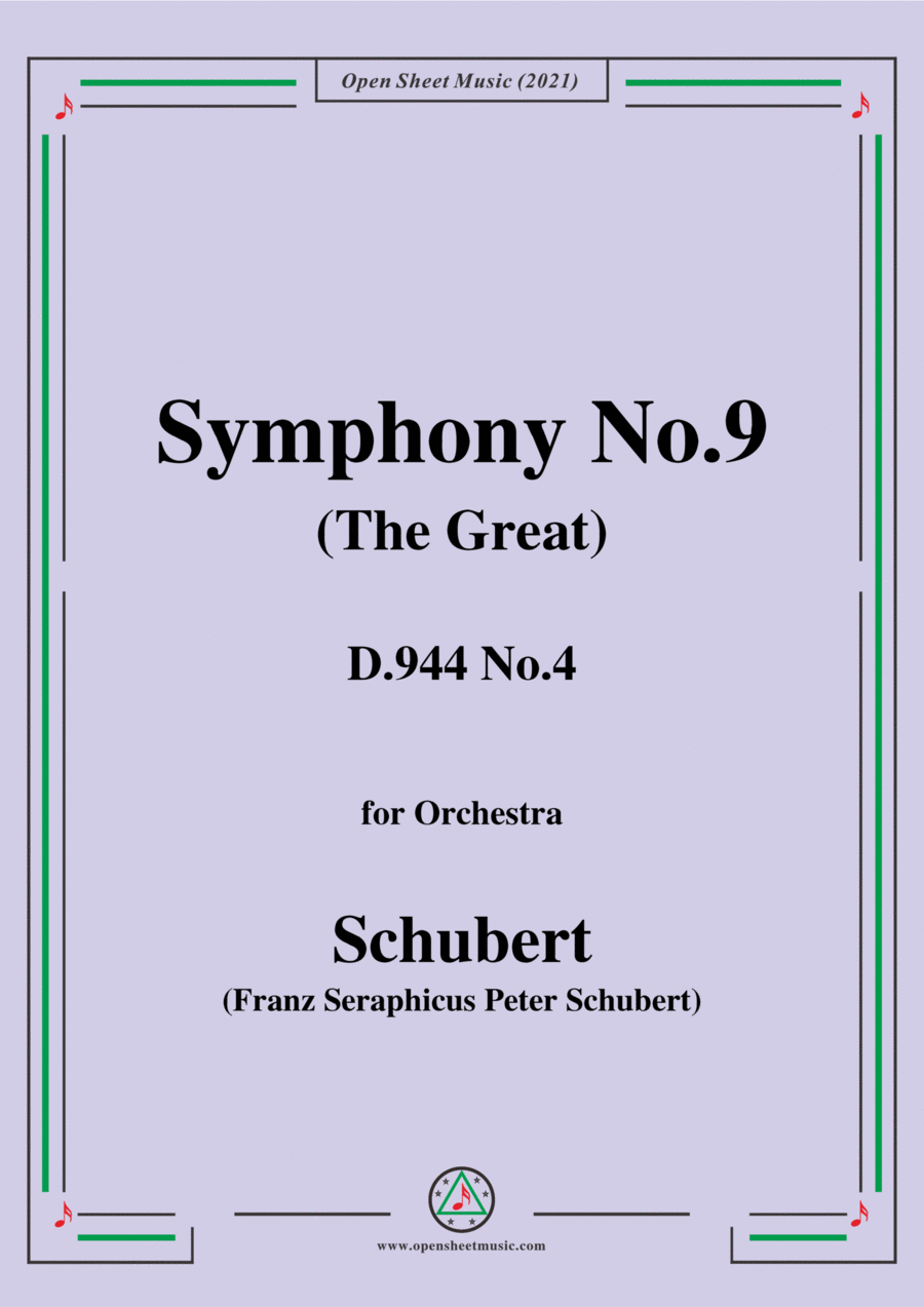 Schubert-Symphony No.9(The Great),D.944 No.4,for Orchestra Chamber Orchestra scores gallery preview page 1