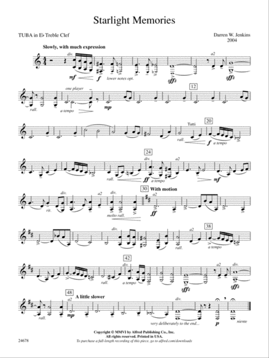 Starlight Memories: (World Part) E-flat Tuba T.C. Concert Band scores gallery preview page 1