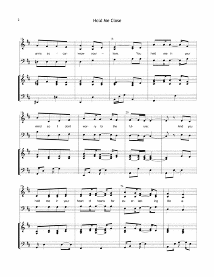 Hold Me Close - Choir Version (includes unlimited license to copy) 3-Part scores gallery preview page 2