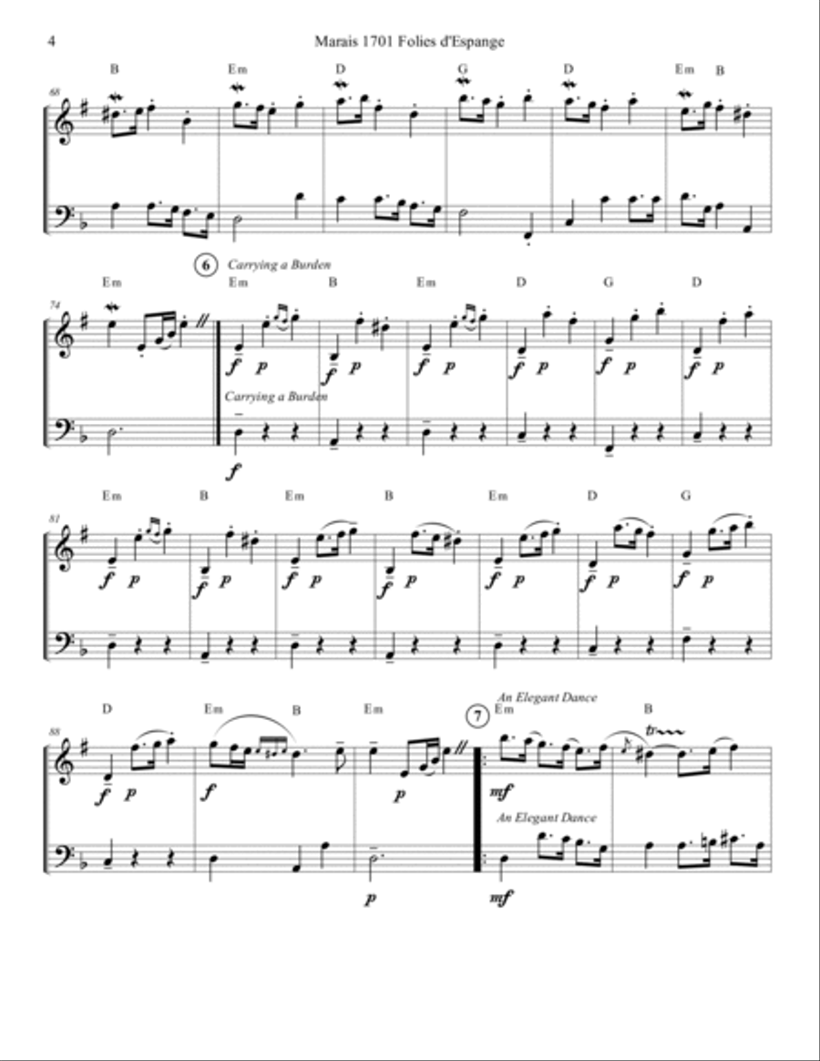Marais 1701 Folies d'Espagne Flute and Bassoon Duet Score and Parts Flute Duet scores gallery preview page 4
