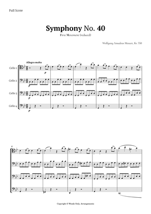 Book cover for Symphony No. 40 by Mozart for Cello Quartet