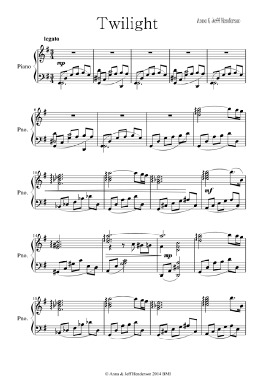 Twilight Piano Solo scores gallery preview page 1