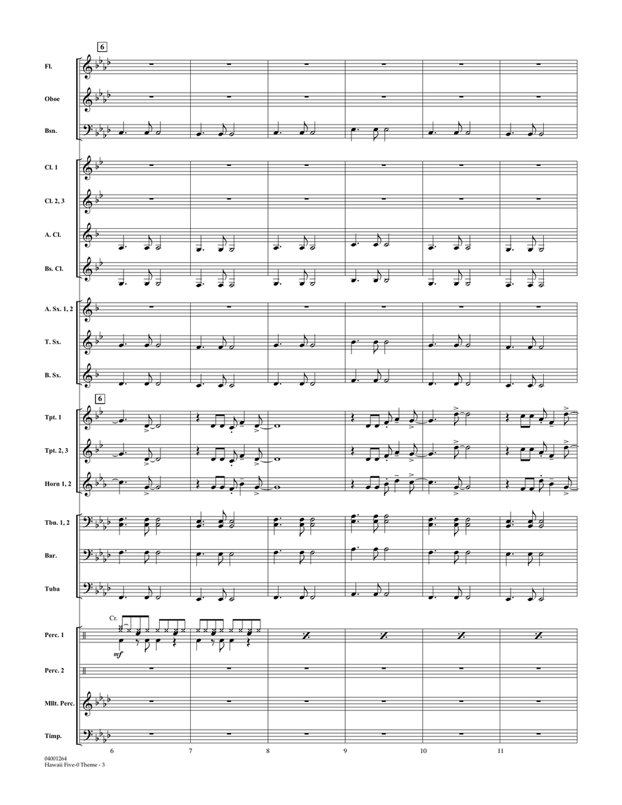 Hawaii Five-O Theme - Full Score Concert Band scores gallery preview page 3