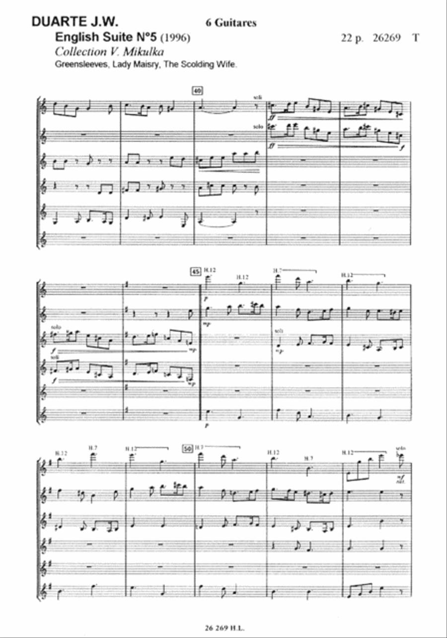 English suite No. 5 Guitar Ensemble scores gallery preview page 2