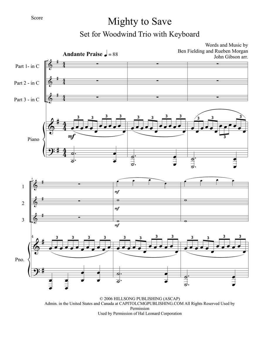 Mighty To Save Woodwind Trio scores gallery preview page 2
