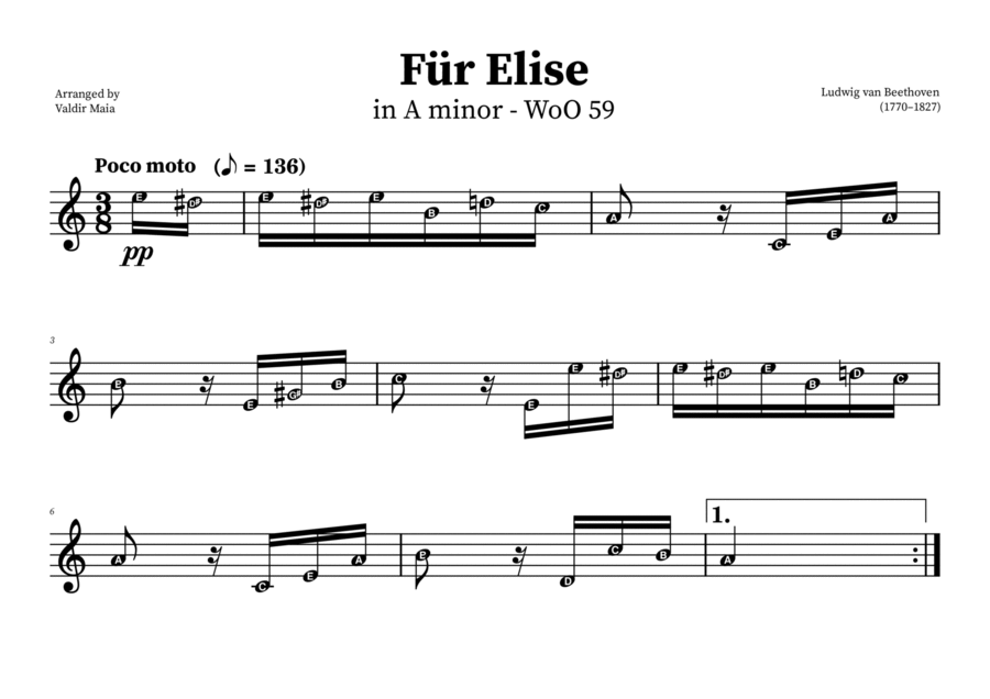 Fur Elise | WITH NOTE NAMES image number null