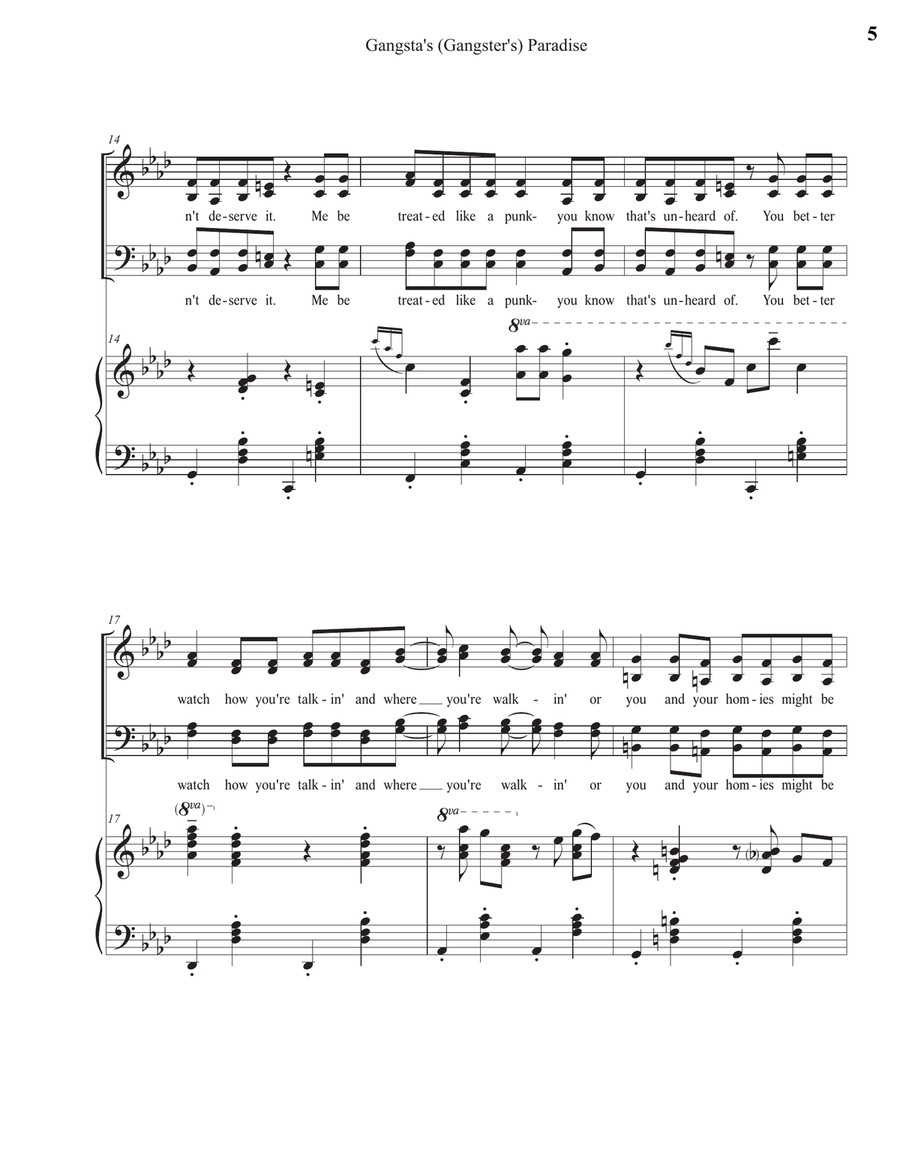 Gangsta's Paradise Gangsta's Paradise 4-Part scores gallery preview page 5
