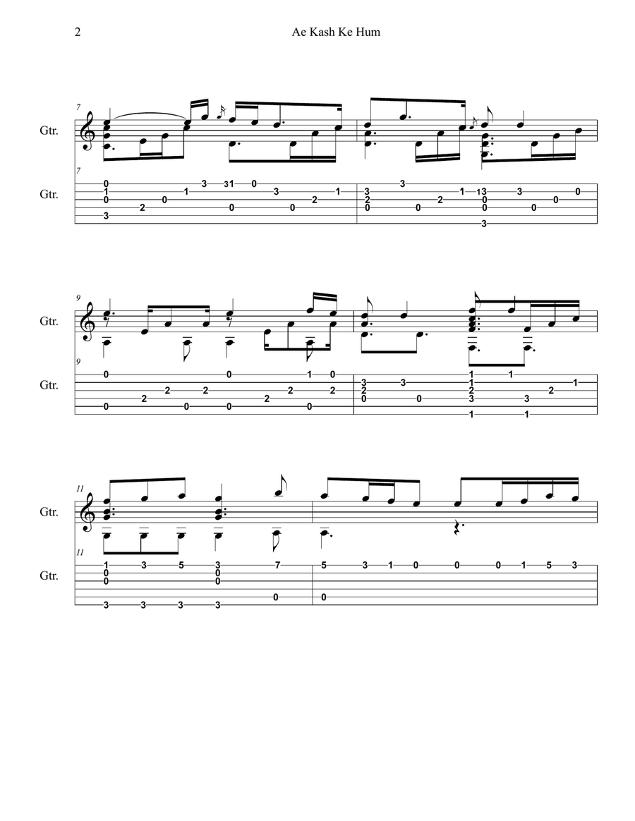 Ae Kash Ke Hum Acoustic Guitar scores gallery preview page 2