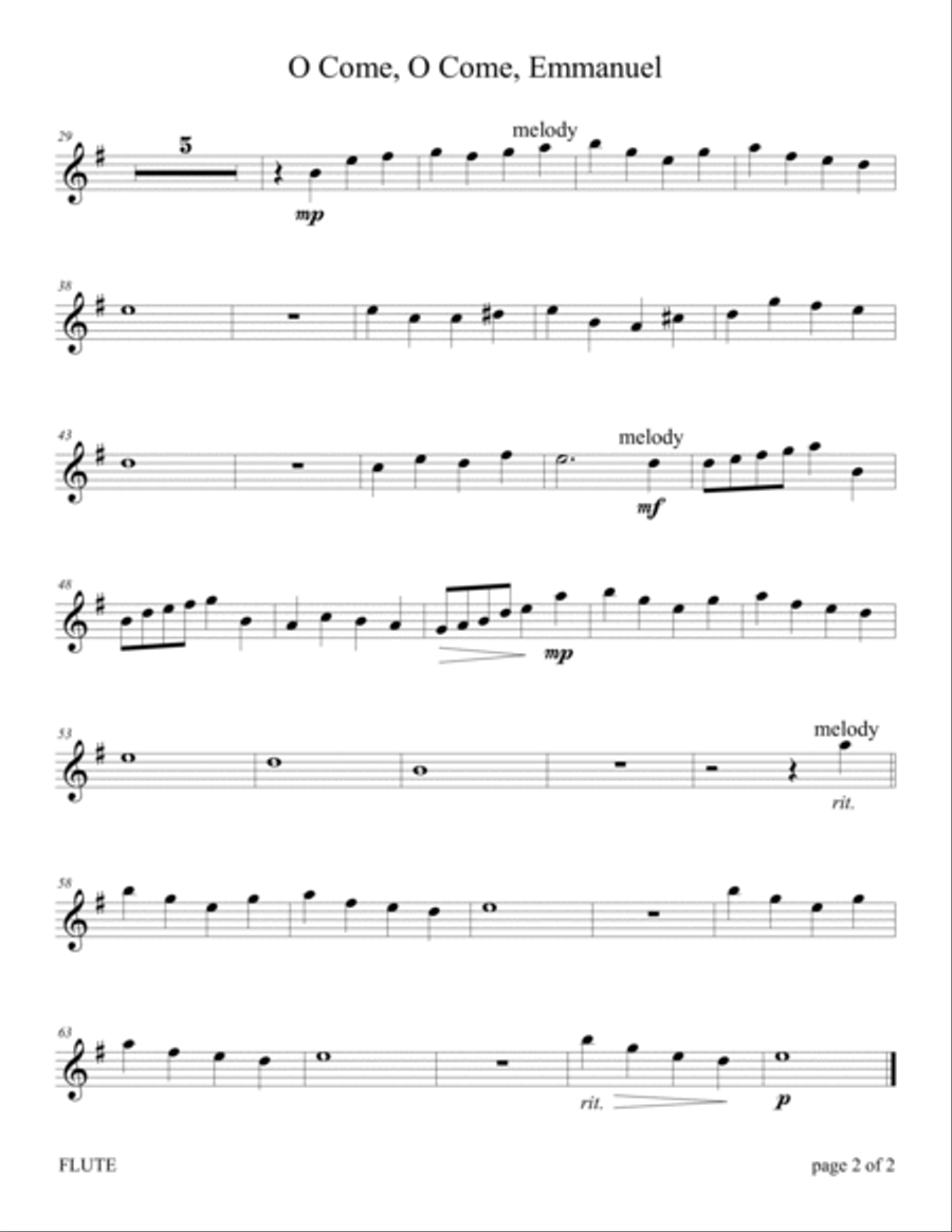 O Come, O Come, Emmanuel (for Flute and/or Violin Duet with Piano accompaniment) Flute scores gallery preview page 4