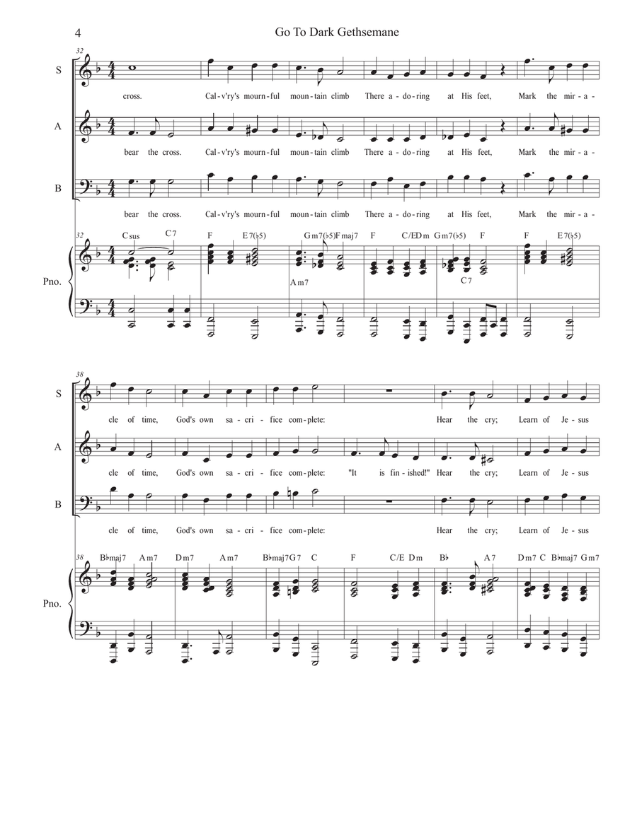 Go To Dark Gethsemane (SAB) 3-Part scores gallery preview page 4