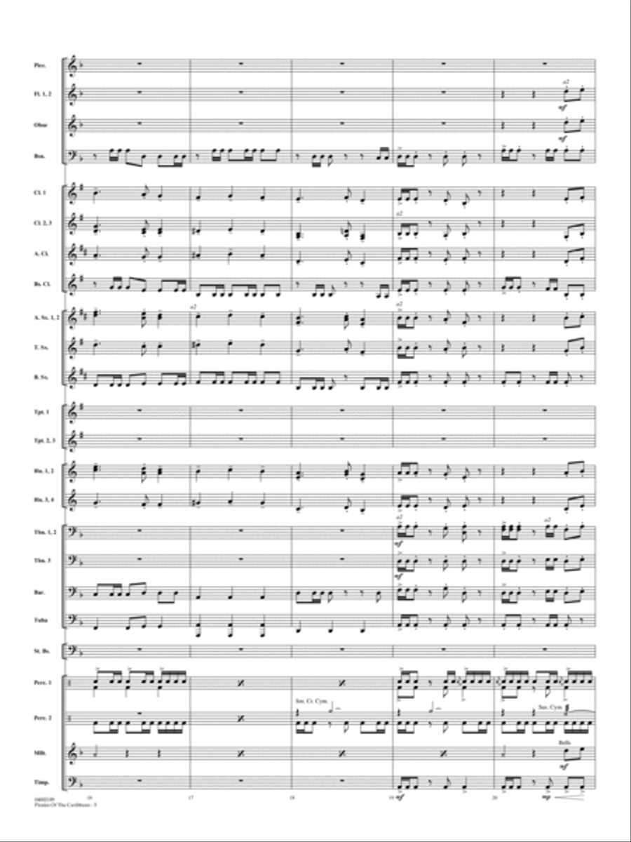 Pirates Of The Caribbean (Symphonic Suite) (arr. John Wasson) - Full Score Concert Band scores gallery preview page 5