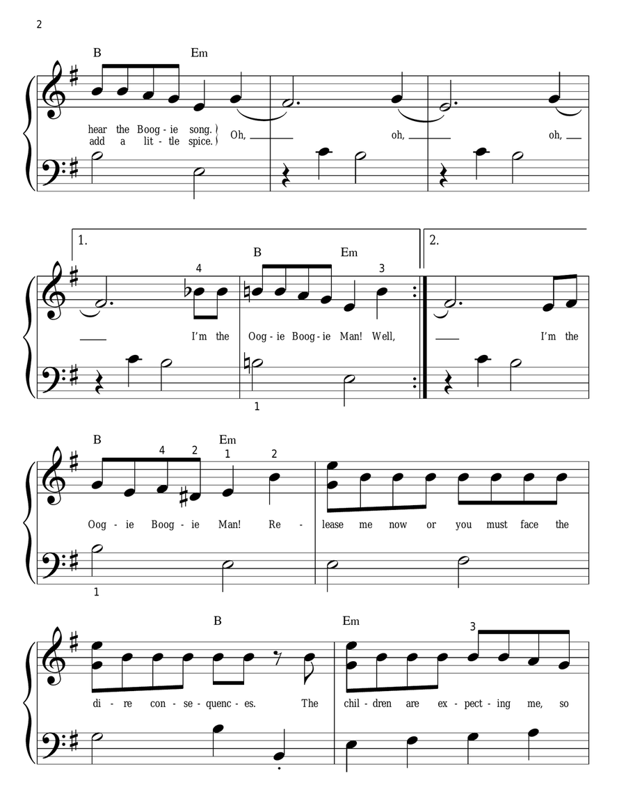 Oogie Boogie's Song (from The Nightmare Before Christmas) Easy Piano scores gallery preview page 2