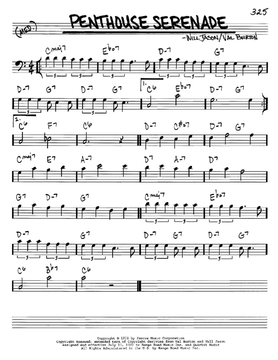 Penthouse Serenade Penthouse Serenade Piano scores gallery preview page 1