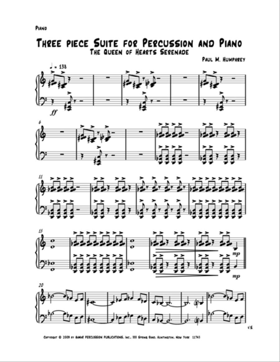 Three Piece Suite for Percussion & Piano Piano Accompaniment scores gallery preview page 1