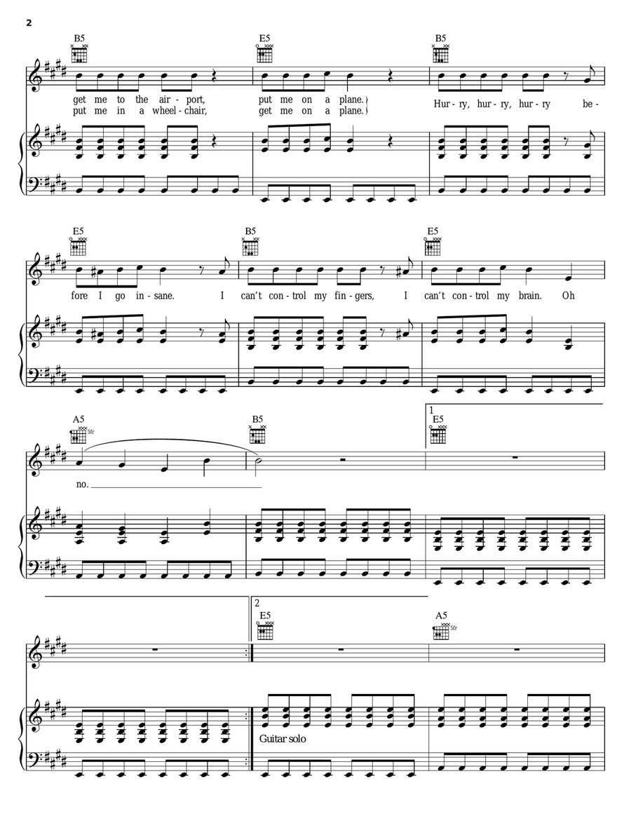 I Wanna Be Sedated I Wanna Be Sedated Piano, Vocal, Guitar scores gallery preview page 2