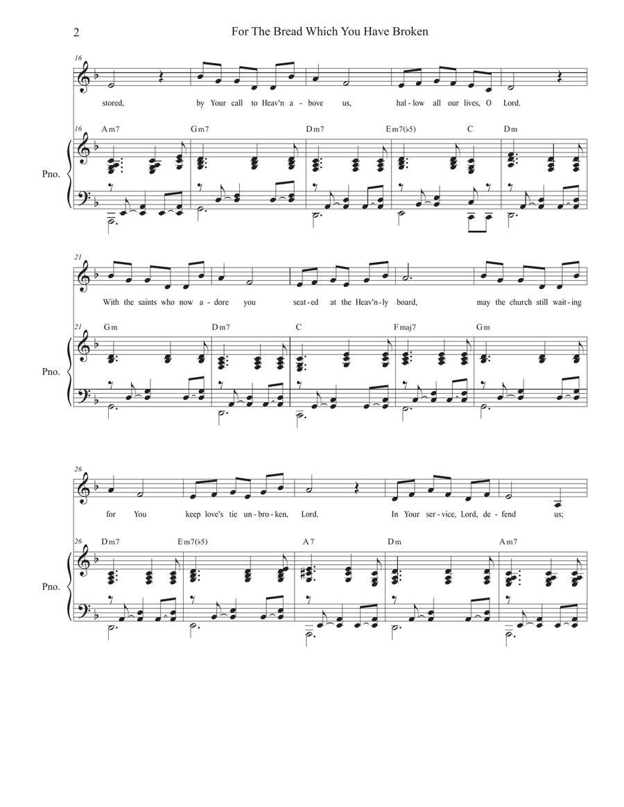For The Bread Which You Have Broken (Vocal Solo - Medium Key) Piano, Vocal scores gallery preview page 2