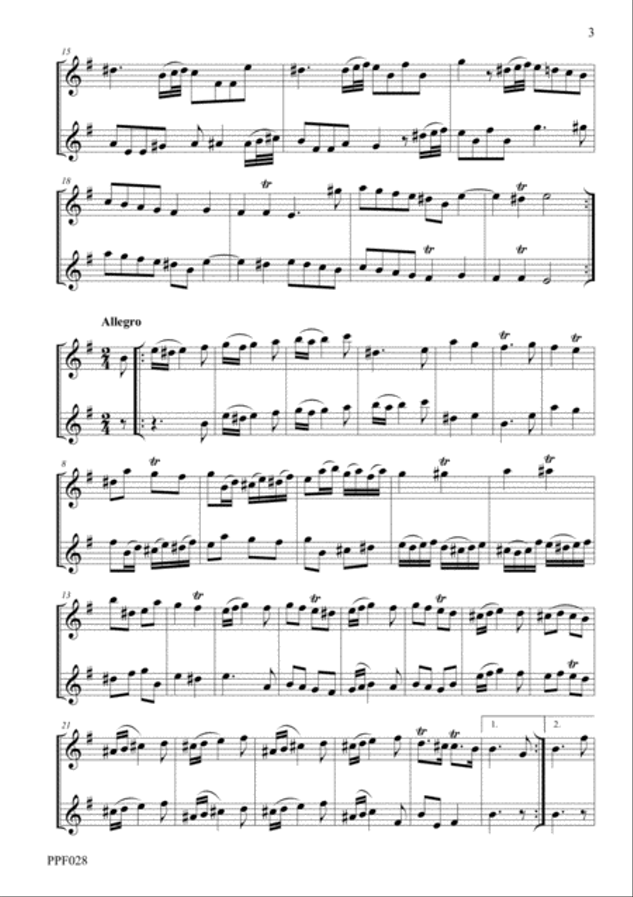 BLAVET SONATA No. 1 IN E MINOR FOR 2 FLUTES Flute Duet scores gallery preview page 3