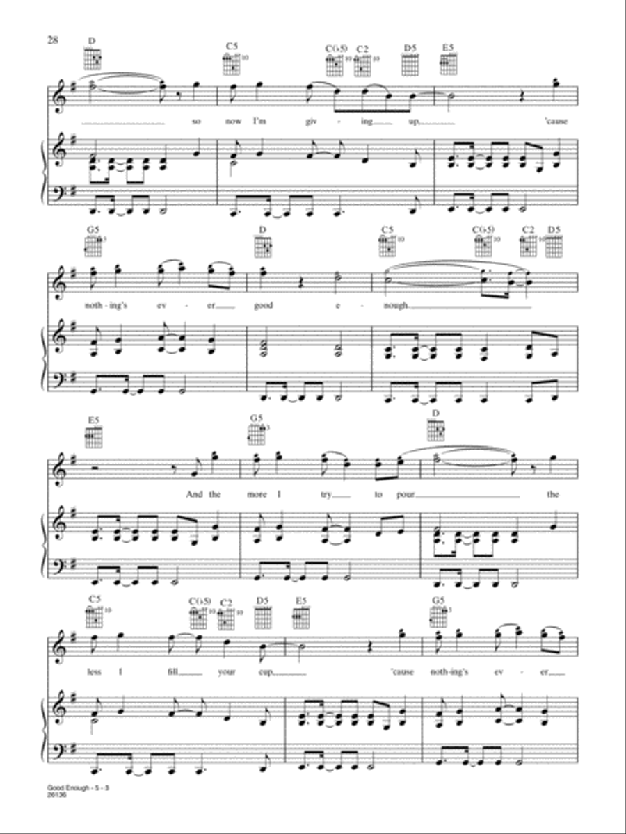 Good Enough Good Enough Piano, Vocal, Guitar scores gallery preview page 3
