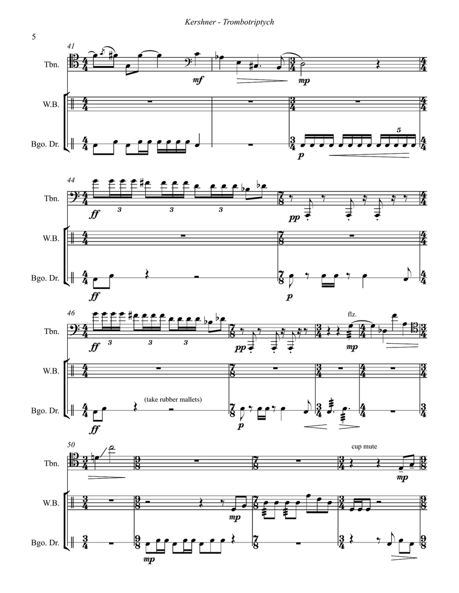 Trombotriptych for Solo Trombone and Percussion Trombone Duet scores gallery preview page 6