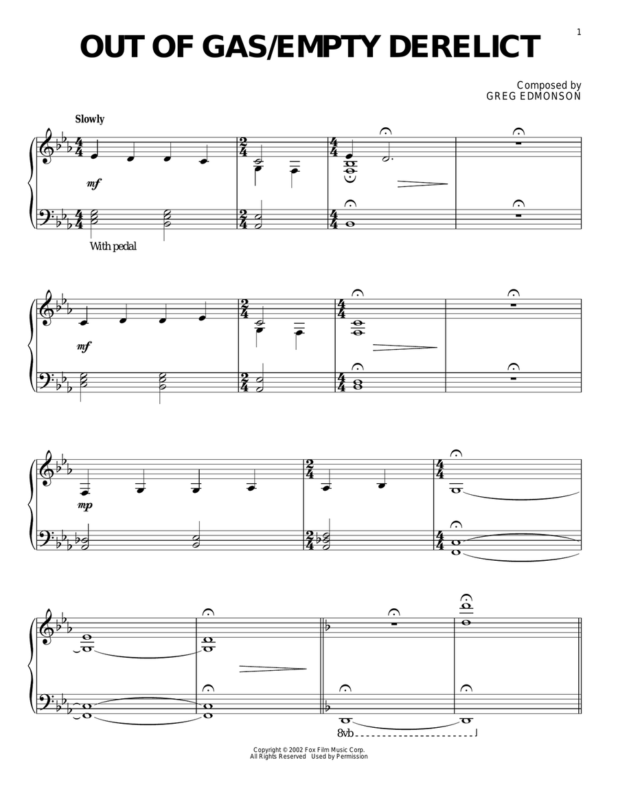 Out Of Gas/Empty Derelict Piano Solo scores gallery preview page 1