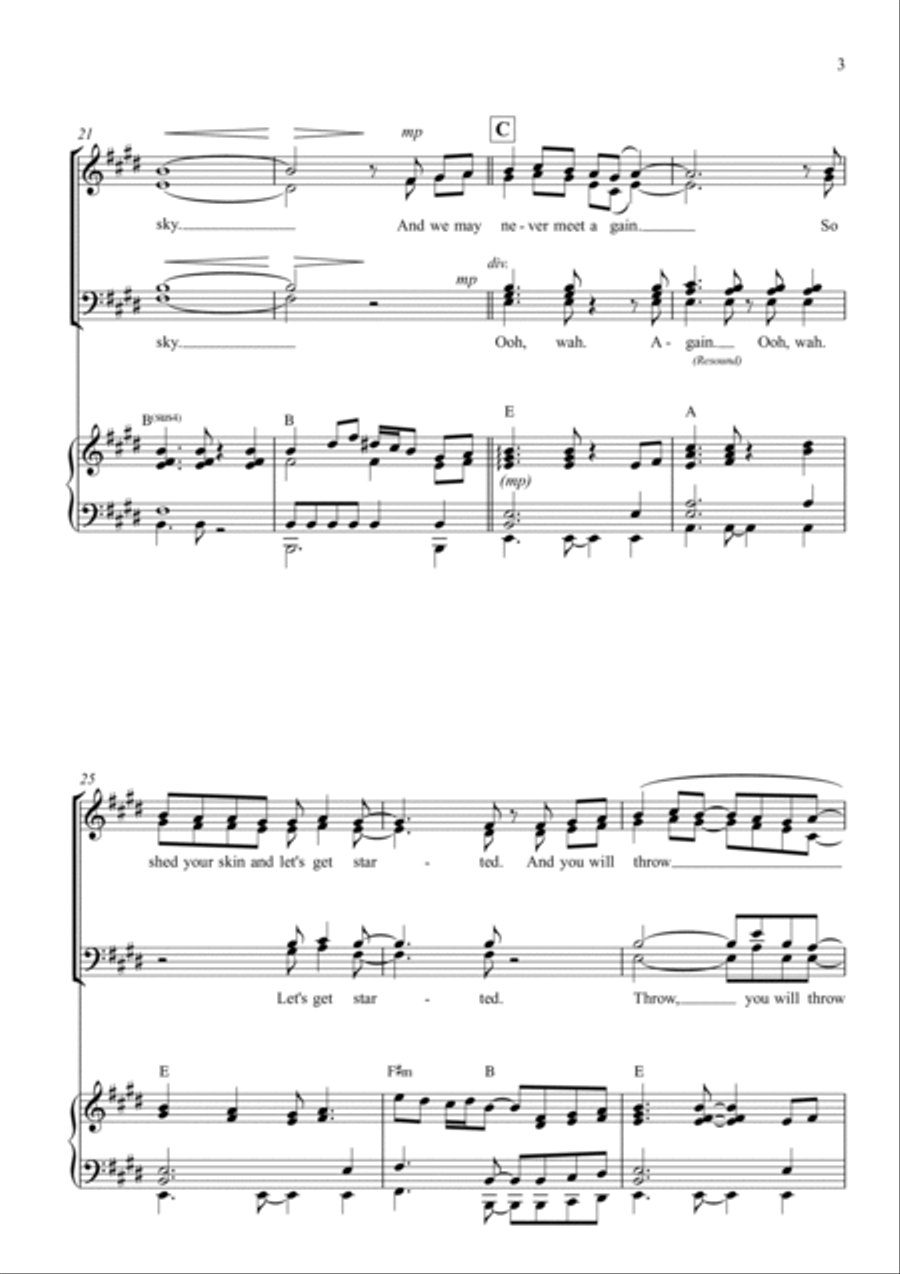 Throw Your Arms Around Me 4-Part scores gallery preview page 3