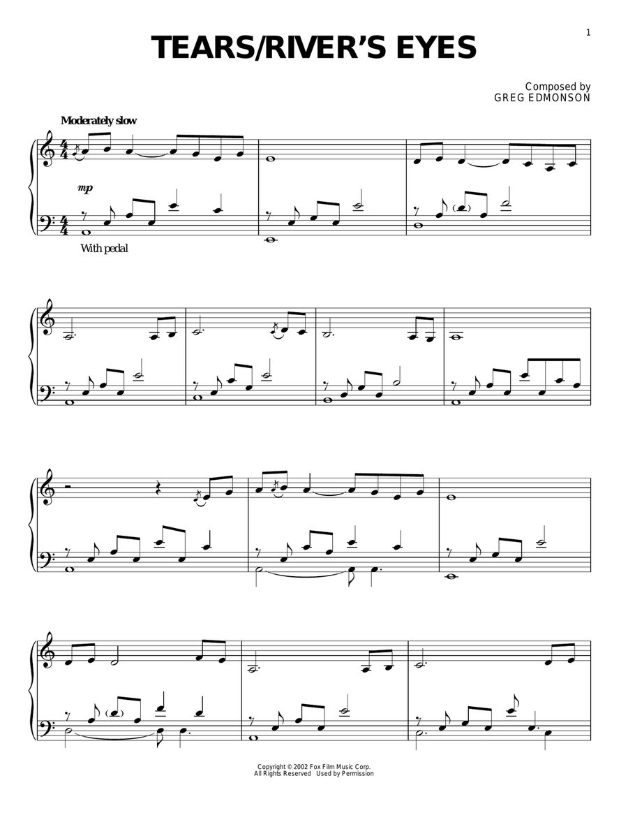 Tears/River's Eyes Piano Solo scores gallery preview page 1