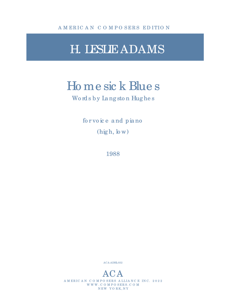 [Adams] Homesick Blues (from The Wider View) Voice scores gallery preview page 1